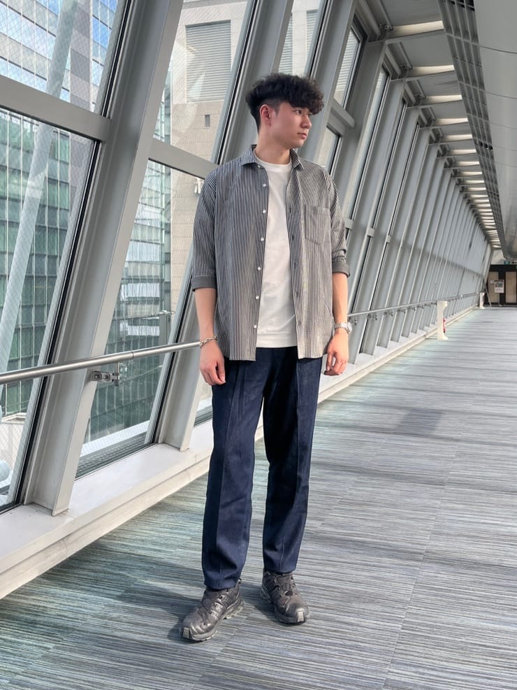 Tsubasaさんの「TAKEO KIKUCHI｜【抗菌防臭／5サイズ展開】ハイゲージポンチ Tシャツ」を使ったコーディネート