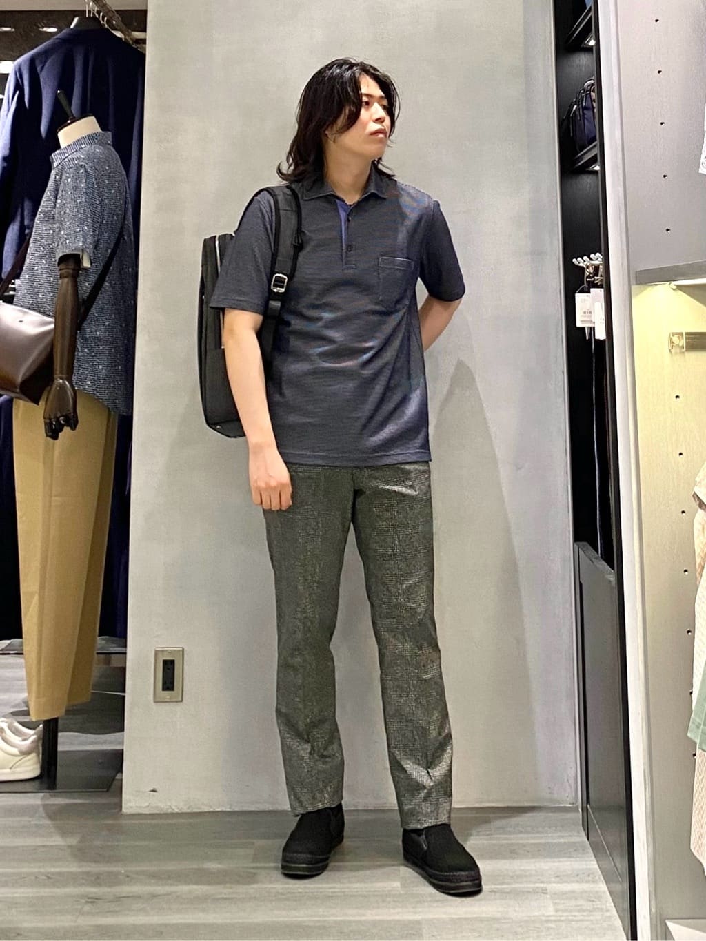 nishiさんの「TAKEO KIKUCHI｜【抗菌防臭／9色5サイズ展開】ハニカムメランジ ポロシャツ」を使ったコーディネート