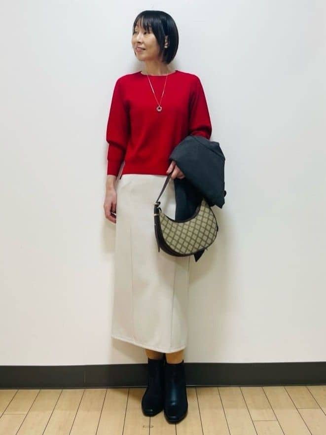Riiさんの「Reflect｜【選べる6色／長く着られる◎】ボートネックニット」を使ったコーディネート