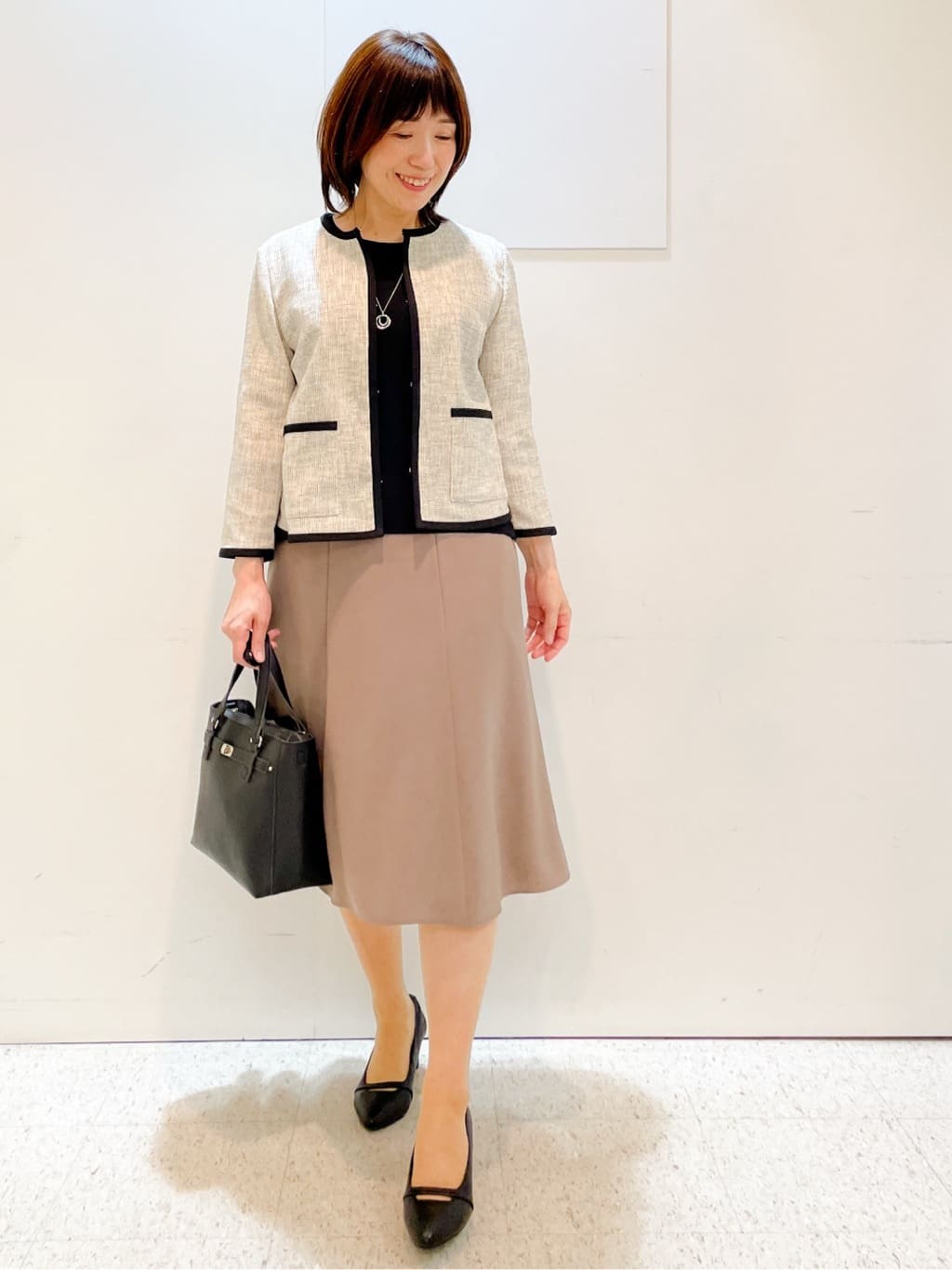 めいさんの「Reflect｜【WEB先行カラーあり／手洗い可】ジョーゼットスリーブ&times;ニット」を使ったコーディネート