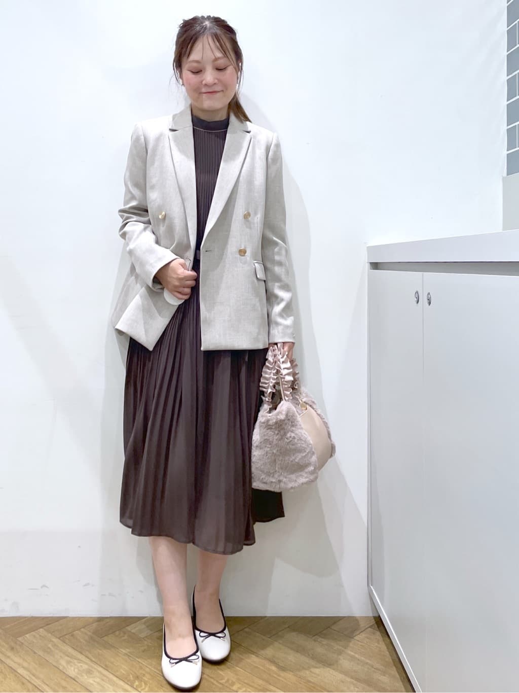Junさんの「index｜《5色展開／S-3Lサイズ》プリーツフレアワンピース【洗濯機OK／防シワ】」を使ったコーディネート