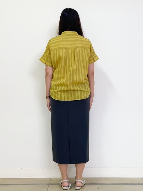 chisaさんの「Reflect｜【洗える】ドビーストライプブラウス」を使ったコーディネート