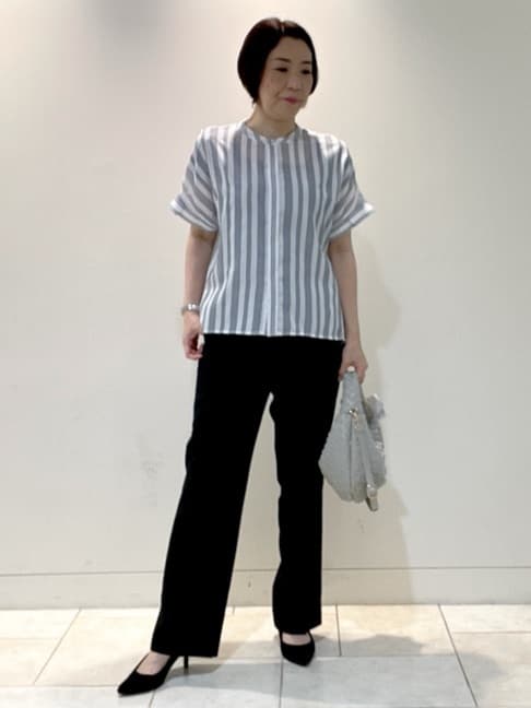 フミさんの「Reflect｜【洗える】ドビーストライプブラウス」を使ったコーディネート