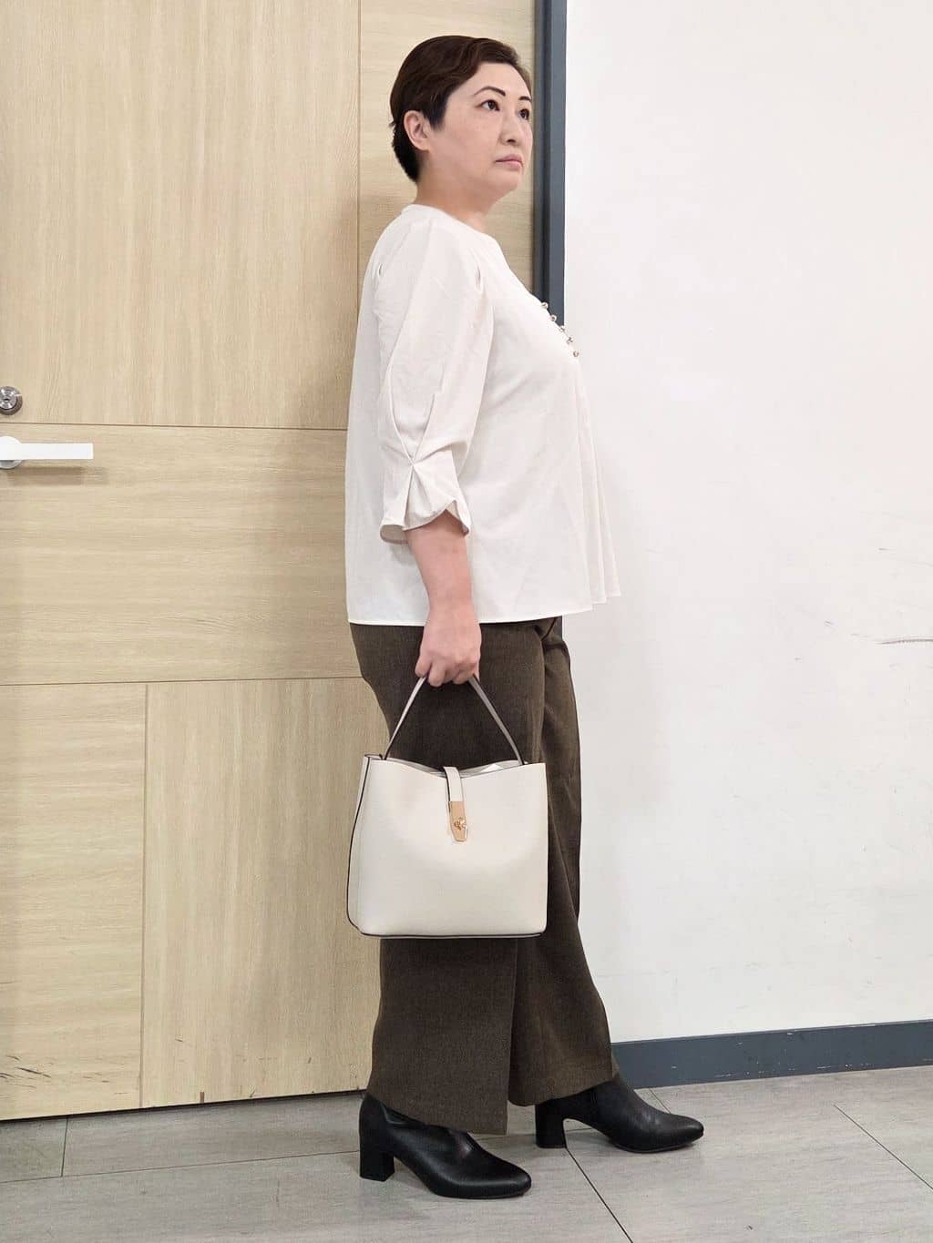 にゃみさんの「grove｜【洗える】着回し優秀！フラップポケットワイドパンツ」を使ったコーディネート