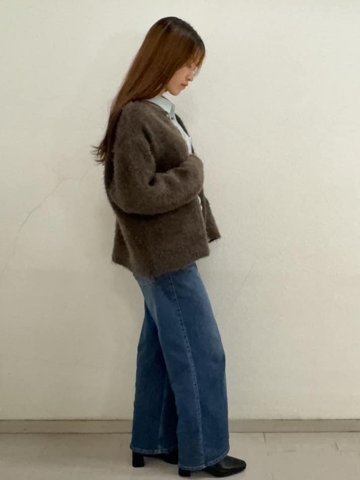 risaさんの「OPAQUE.CLIP｜シャギーミドルカーディガン【洗濯機OK】《6col》」を使ったコーディネート