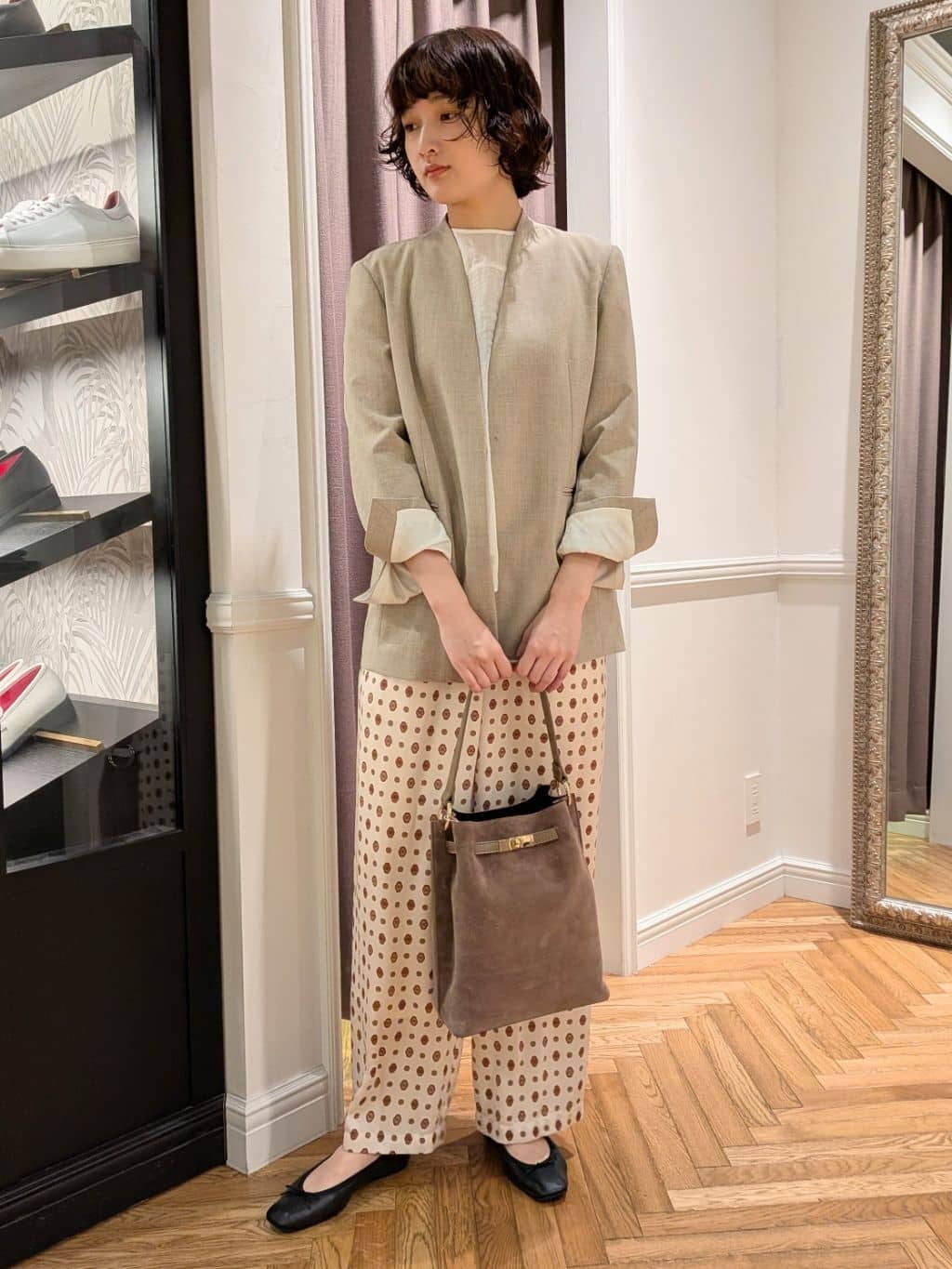 saoriさんの「DRESSTERIOR｜◆ソフトレザーバレエシューズ」を使ったコーディネート