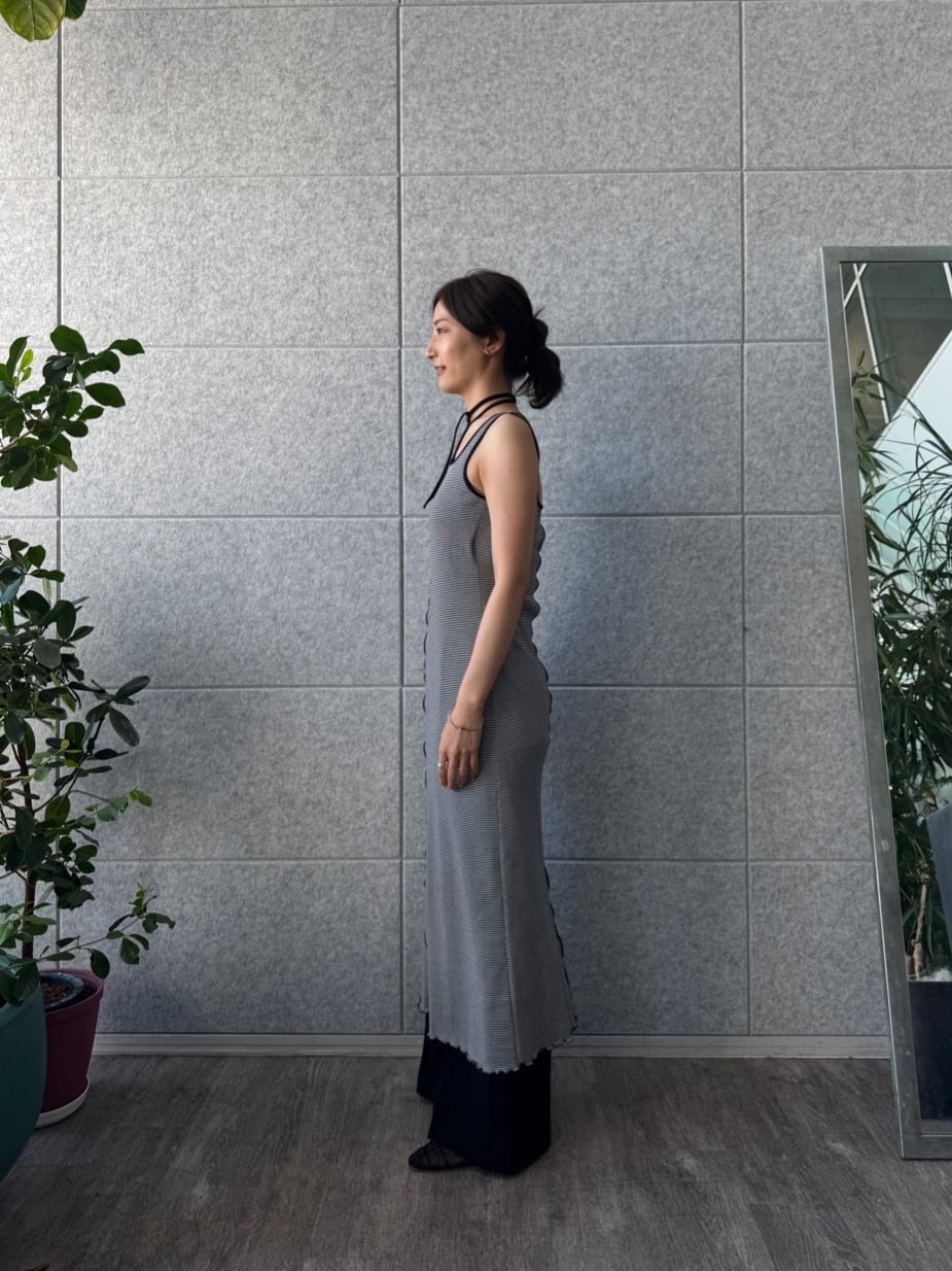 uchi__yamaさんの「CODE A｜【Cup-in】chic border jersey dress」を使ったコーディネート
