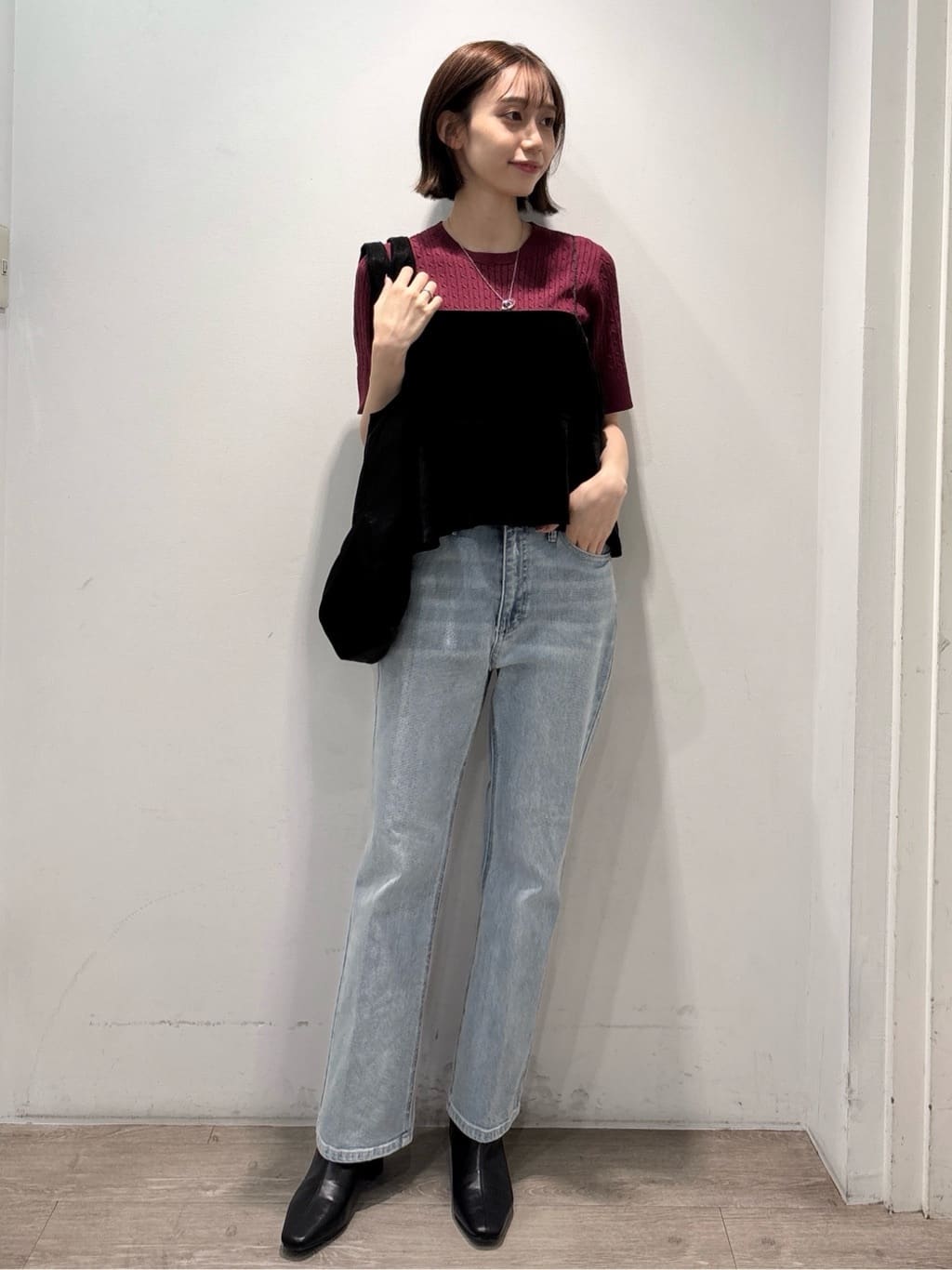 ぶまりんさんの「OPAQUE.CLIP｜ベロアキャミ／セットアップ対応可【洗濯機OK】」を使ったコーディネート