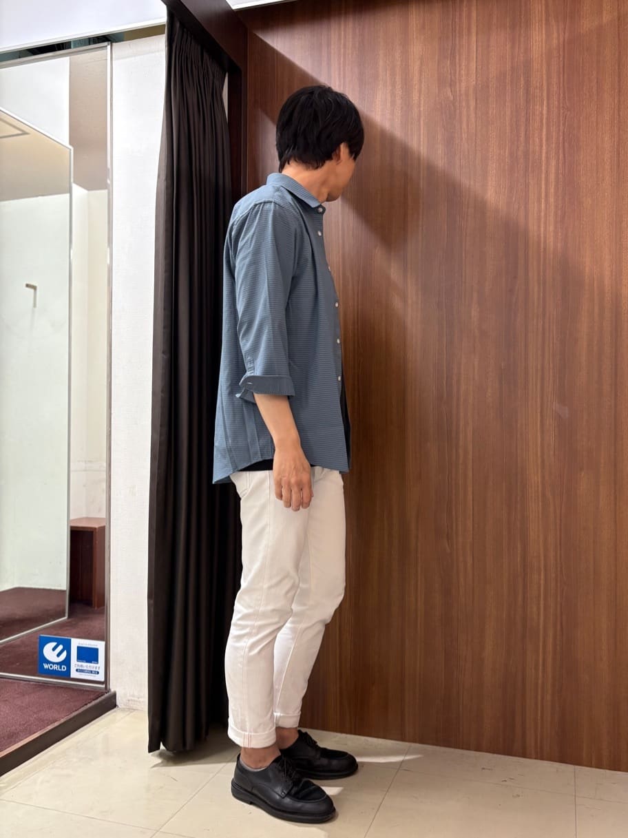 かたやまさんの「TAKEO KIKUCHI｜【COOL CITY WEAR】DotAir（R）サッカー シャツ」を使ったコーディネート