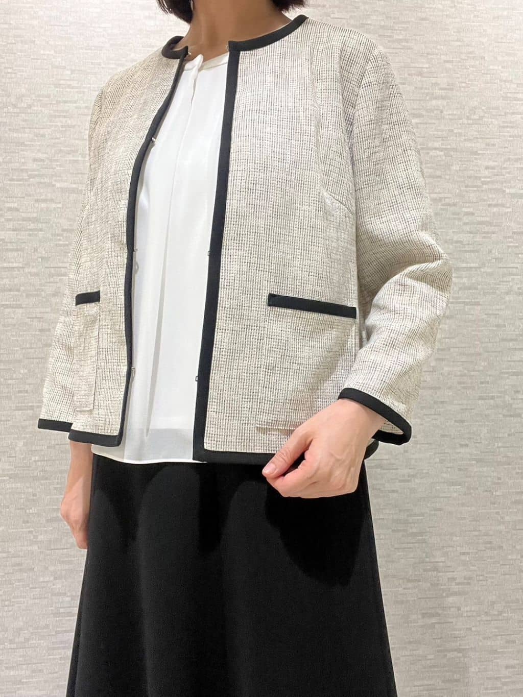 marikoさんの「Reflect｜【軽い着心地】メッシュツイードジャケット」を使ったコーディネート