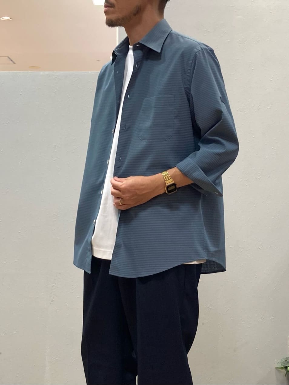 シュンさんの「TAKEO KIKUCHI｜【COOL CITY WEAR】DotAir（R）サッカー シャツ」を使ったコーディネート