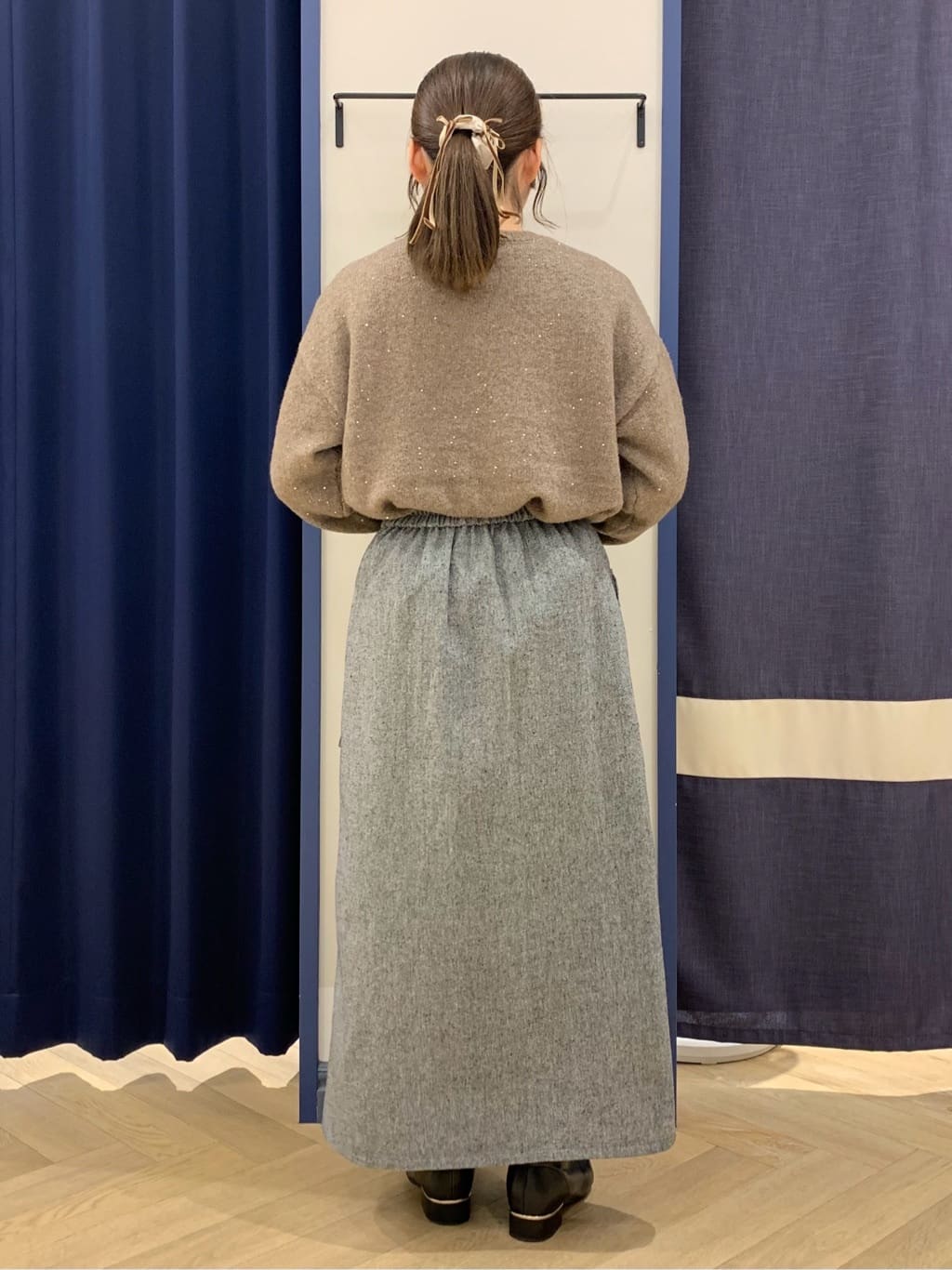 mokaさんの「grove｜華やぎ冬ニット　ミニスパンコールフェザーニット」を使ったコーディネート