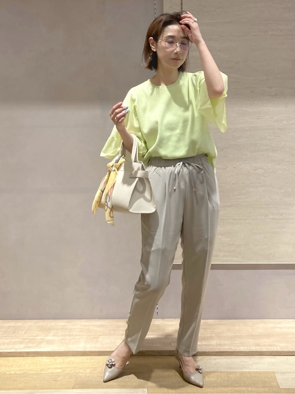 たけねぇさんの「OPAQUE.CLIP｜《5色展開》シアーフレアスリーブニット【洗濯機洗い可】」を使ったコーディネート