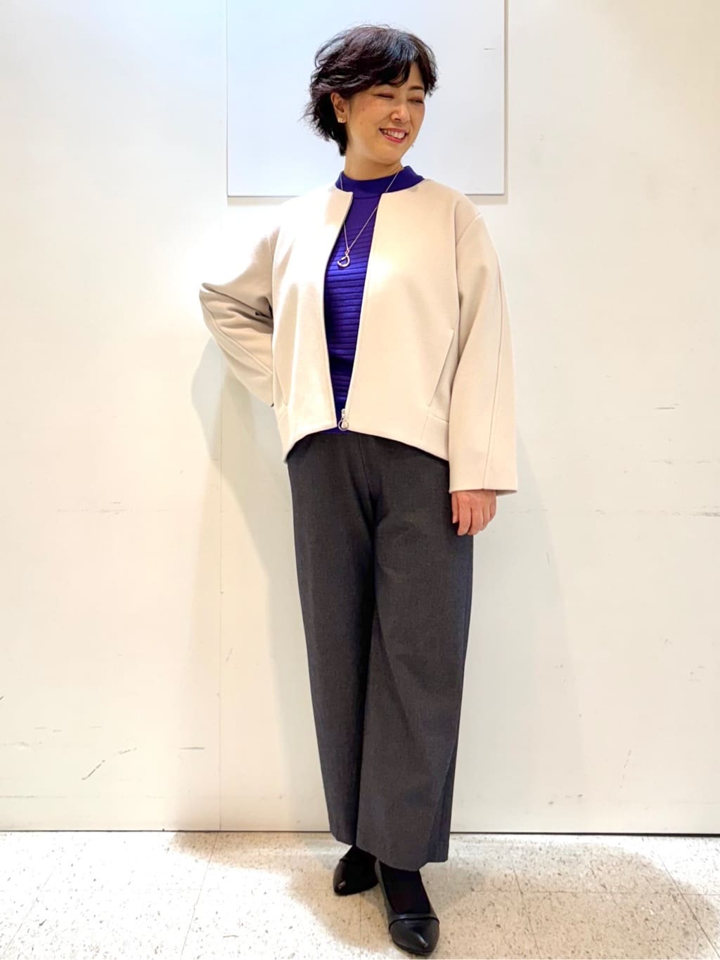 ヤスコさんの「Reflect｜【ゆったりシルエット】ジャージメルトンコクーンジャケット」を使ったコーディネート