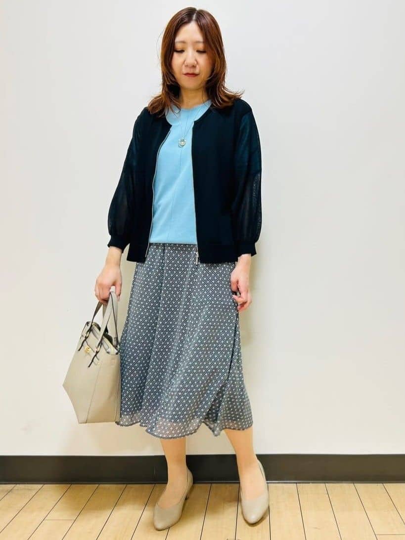 miiiさんの「Reflect｜【マシンウォッシュ可／セットアップ可】コツキ柄プリントフレアスカート」を使ったコーディネート