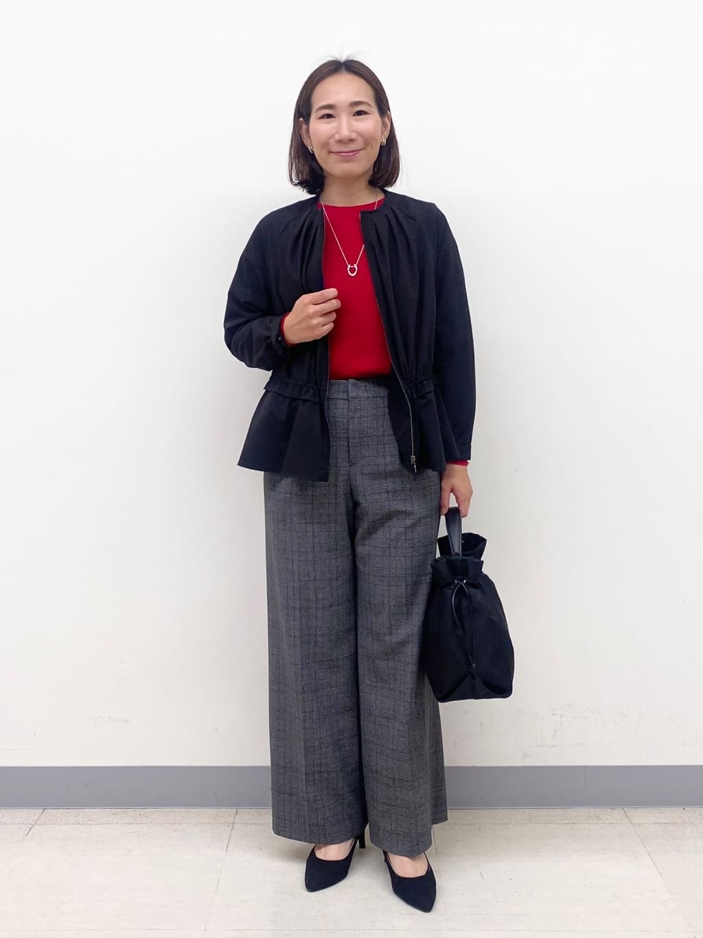 YUKARIさんの「INDIVI｜【洗える／オンオフ】チェック柄ダブルジャケット」を使ったコーディネート