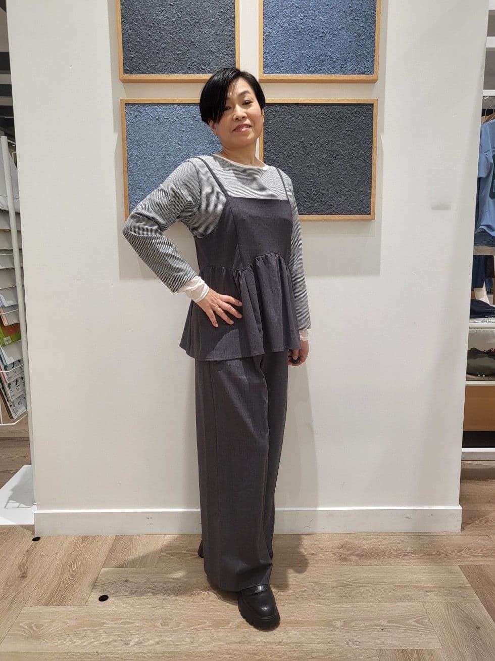 yumiさんの「Dessin｜【セットアップ可・洗える】ギャザーレイヤードキャミソール」を使ったコーディネート