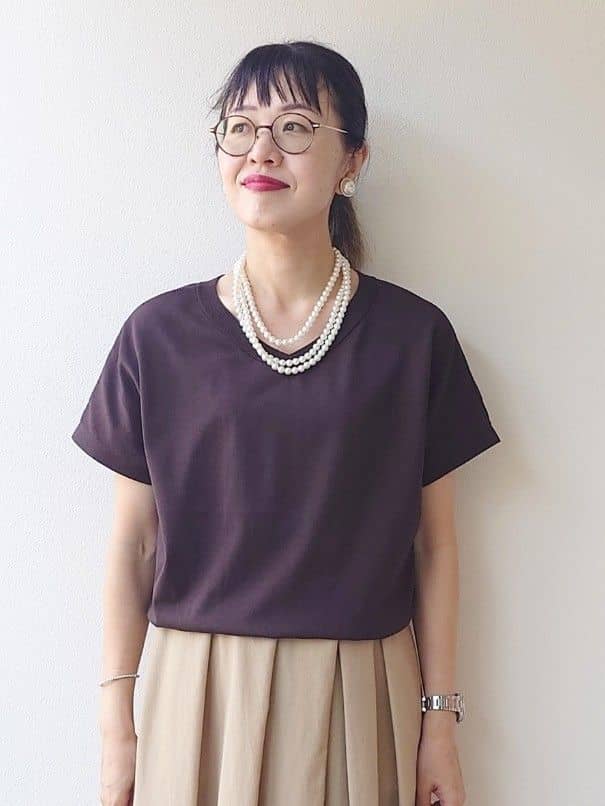 MUTSUKOさんの「UNTITLED｜【洗える/前後2WAY】ネックプルオーバーニット」を使ったコーディネート