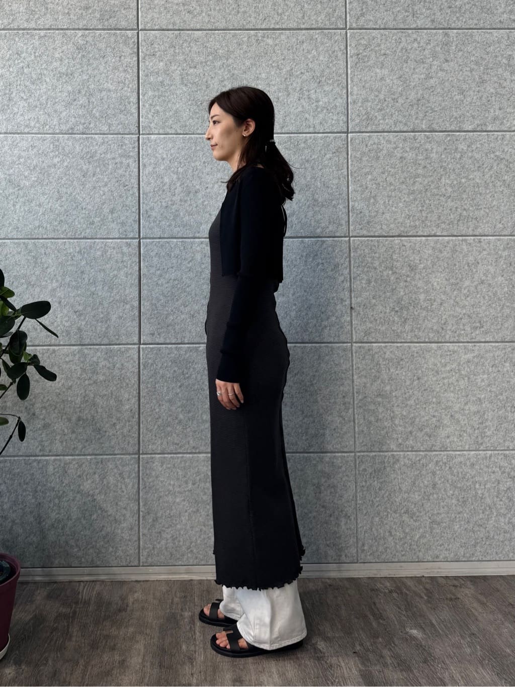 uchi__yamaさんの「CODE A｜【Cup-in】chic border jersey dress」を使ったコーディネート