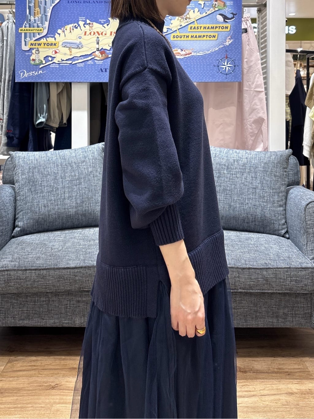 risaさんの「Dessin｜【洗える】ニットチュールドッキングワンピース」を使ったコーディネート