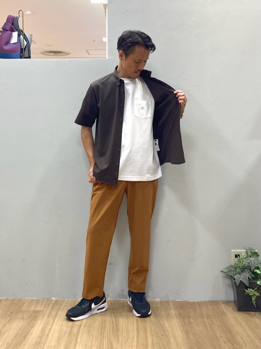 シュンさんの「TAKEO KIKUCHI｜【COOL CITY WEAR】ストライプジャージ ボタンダウンシャツ /接触冷感」を使ったコーディネート
