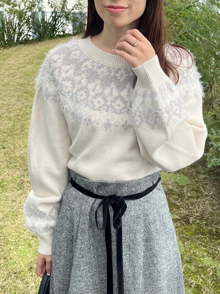はばさんの「Couture brooch｜【通勤・大人上品】ラメツイード フレアスカート」を使ったコーディネート