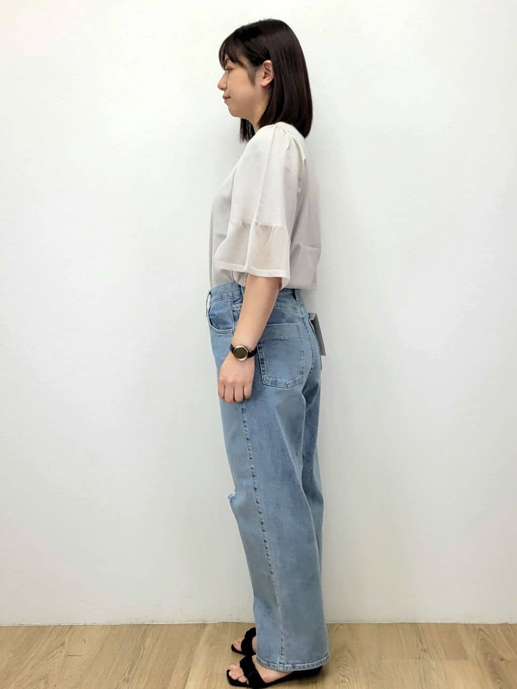 LISAさんの「OPAQUE.CLIP｜《5色展開》シアーフレアスリーブニット【洗濯機洗い可】」を使ったコーディネート