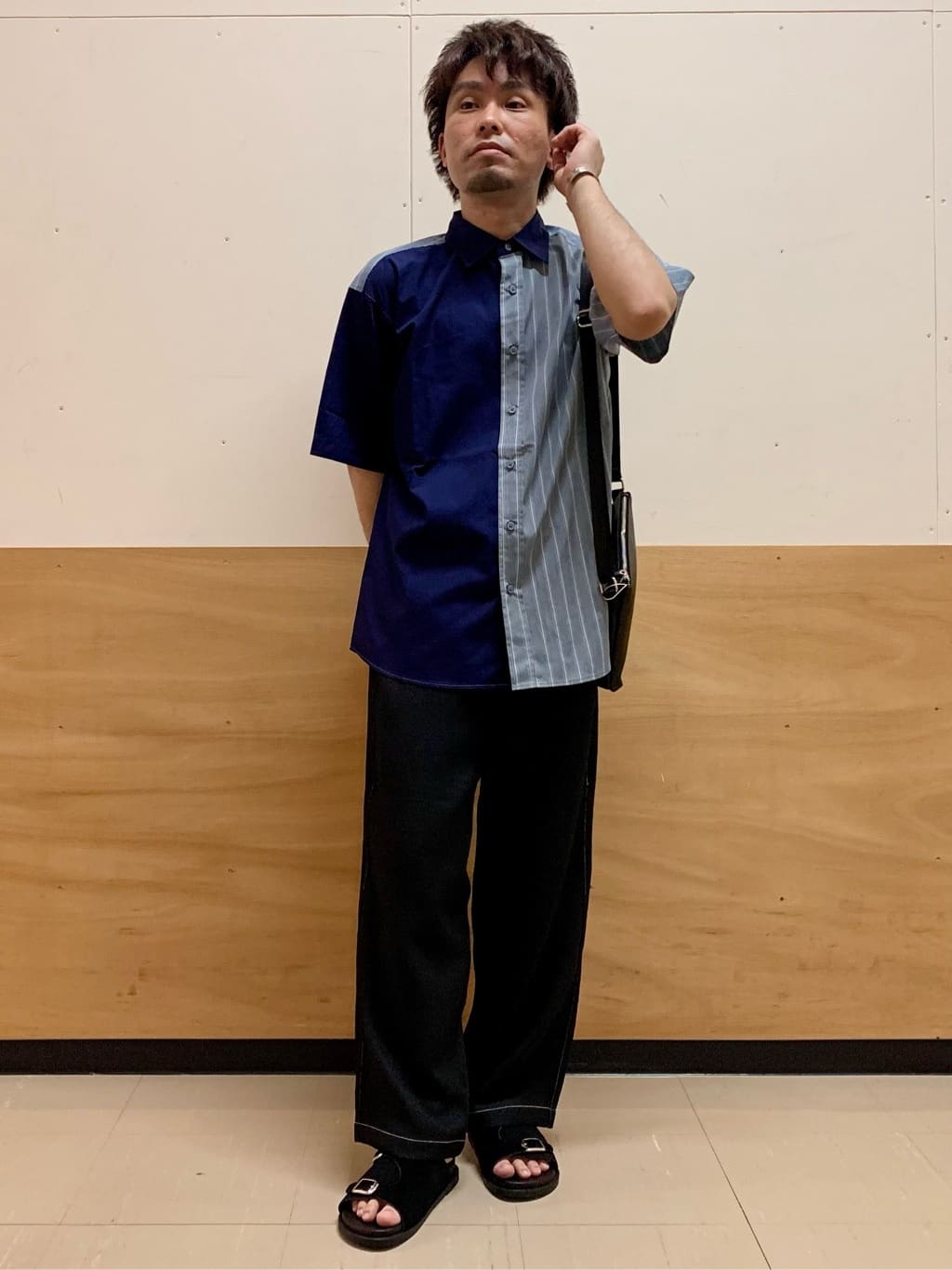 MATUさんの「THE SHOP TK｜ブロードパネルストライプ 半袖シャツ 洗濯機OK／サスティナブル素材」を使ったコーディネート