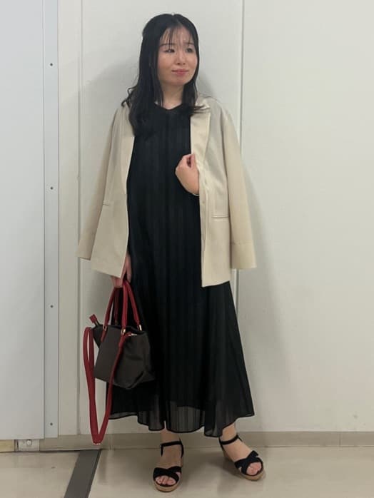 Rihoさんの「Reflect｜◆【夏SALE／一枚で決まる◎／手洗い可】シアーストライプソフトAラインワンピース」を使ったコーディネート