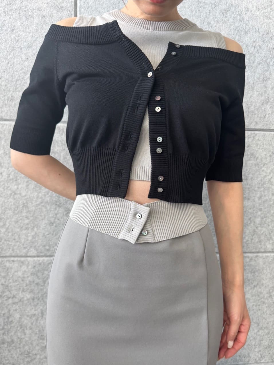 designer yukaさんの「CODE A｜design knit tank」を使ったコーディネート