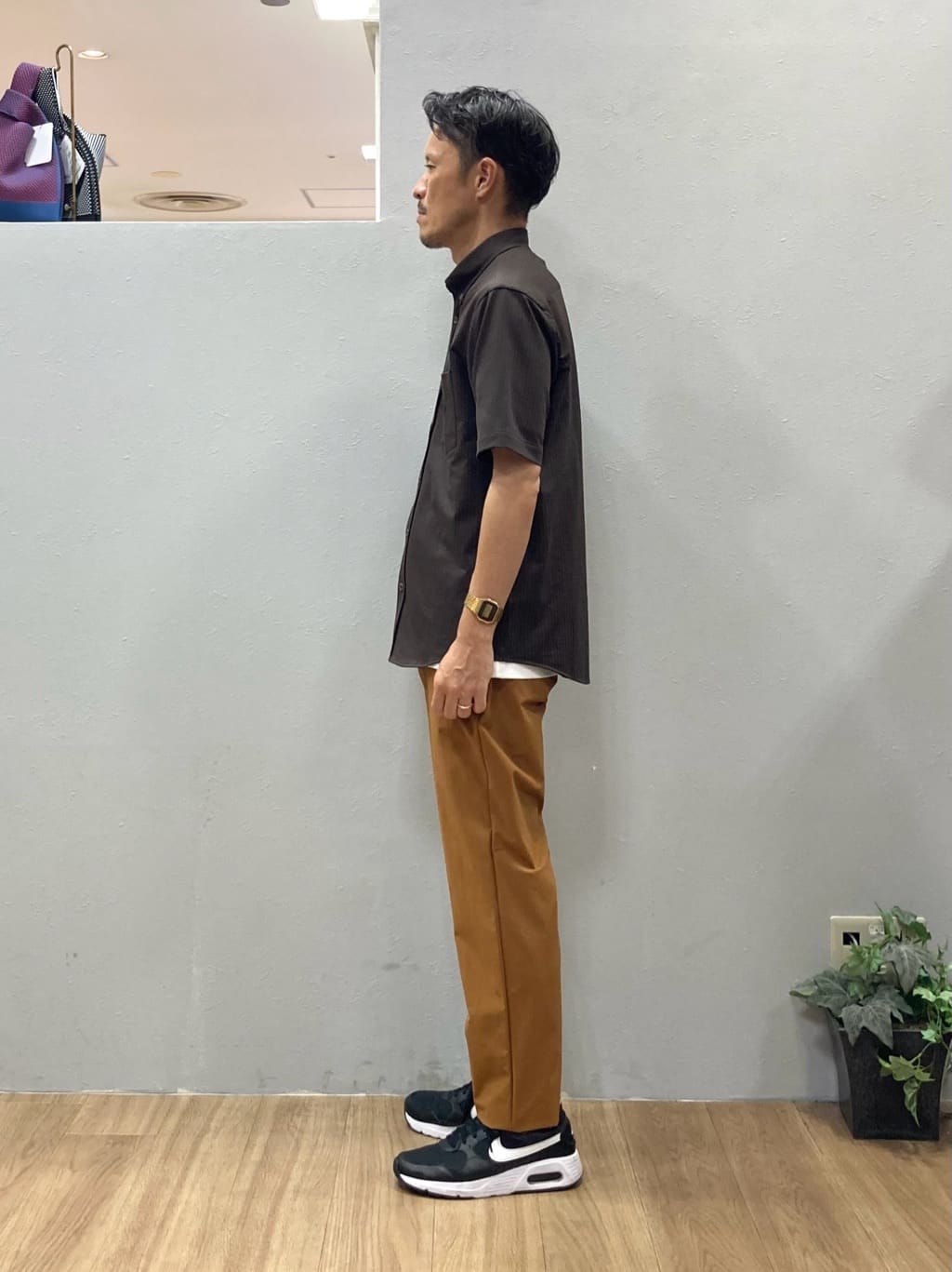 シュンさんの「TAKEO KIKUCHI｜【COOL CITY WEAR】ストライプジャージ ボタンダウンシャツ /接触冷感」を使ったコーディネート
