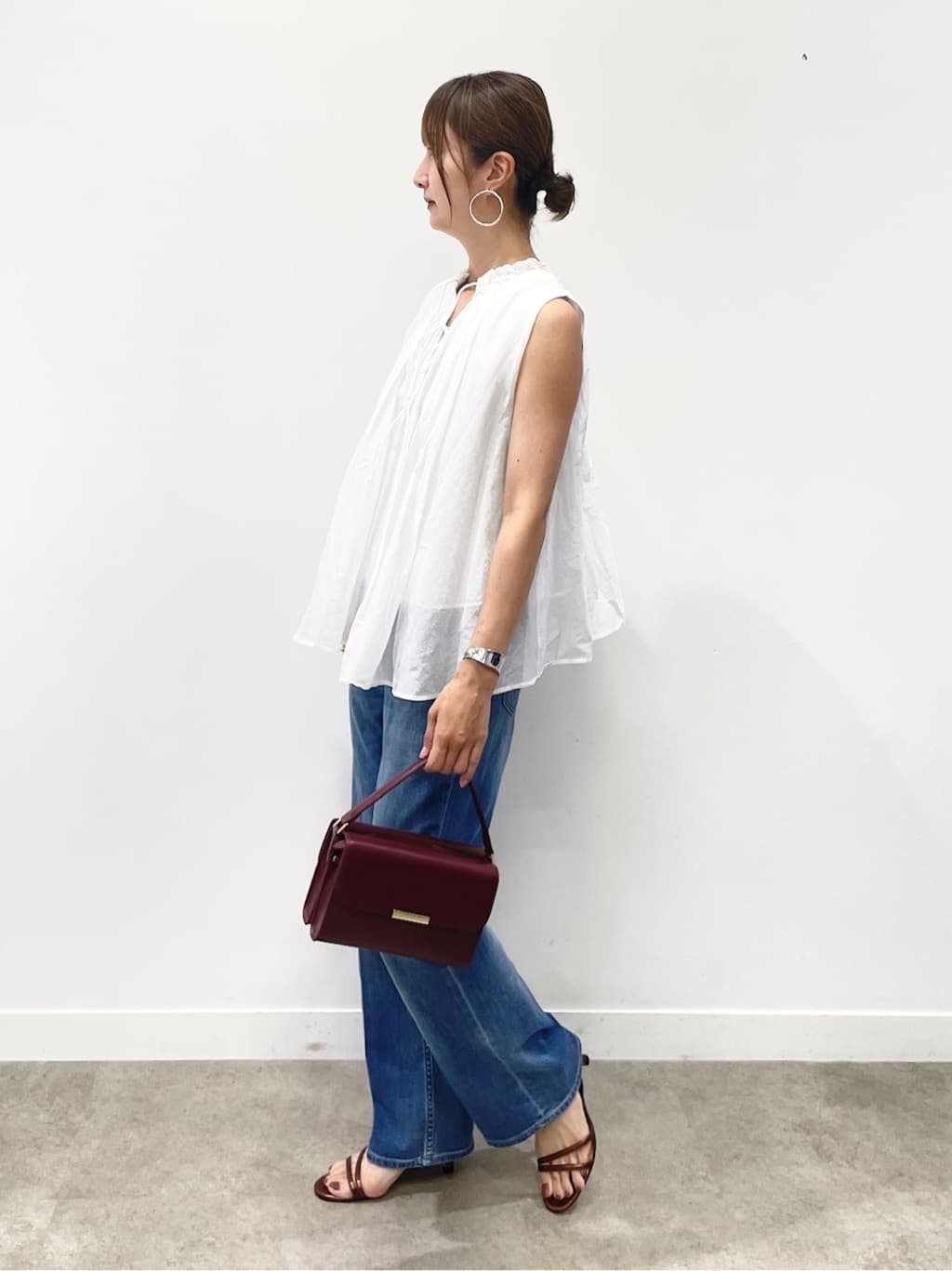 KAYOさんの「UNTITLED｜【MARILYN MOON】シアースターチドコットンギャザーブラウス」を使ったコーディネート