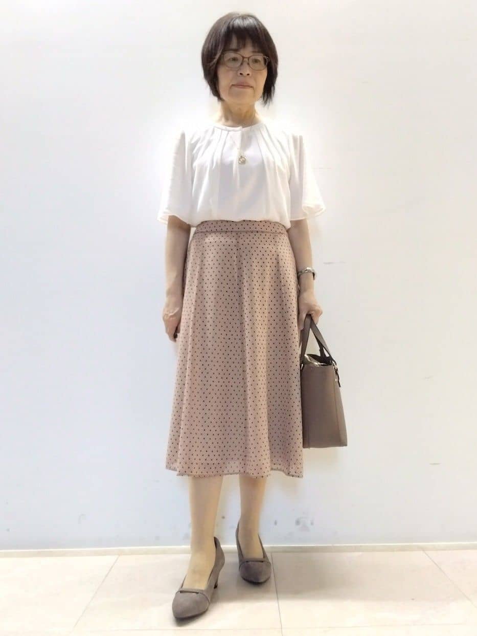 tokuさんの「Reflect｜【マシンウォッシュ可／セットアップ可】コツキ柄プリントフレアスカート」を使ったコーディネート