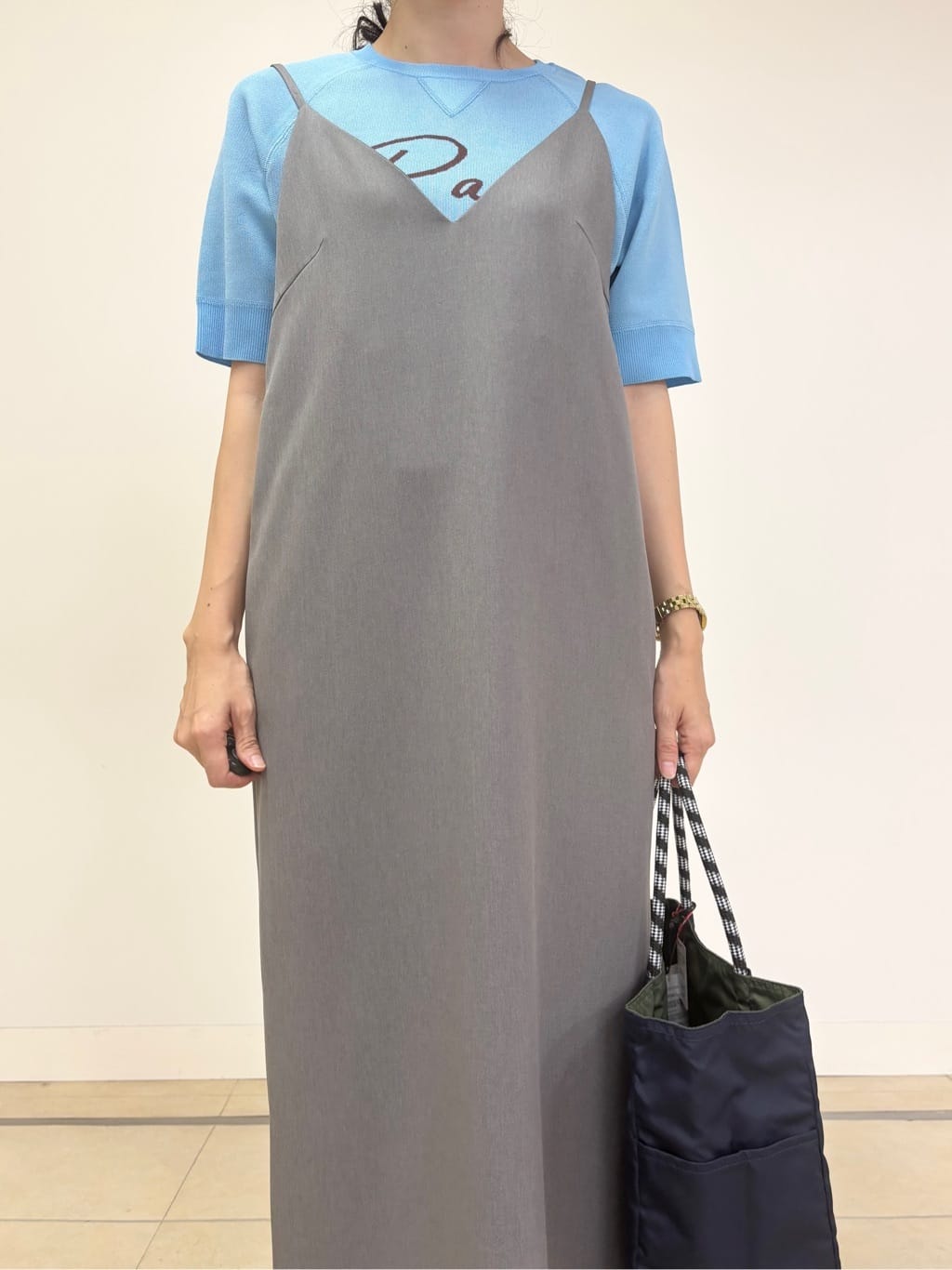 YOKOTAさんの「DRESSTERIOR｜◆【美人百花/モデル美香着用】コンフォートアイラインキャミワンピース」を使ったコーディネート