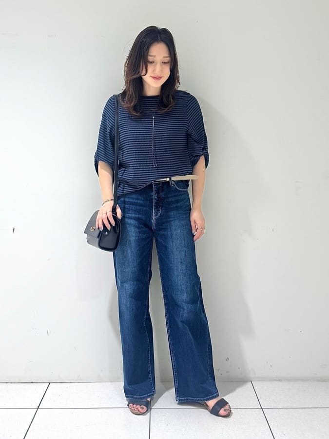 そんさんの「INDIVI｜【UVケア／吸汗速乾】凹凸素材ねじり袖トップス」を使ったコーディネート