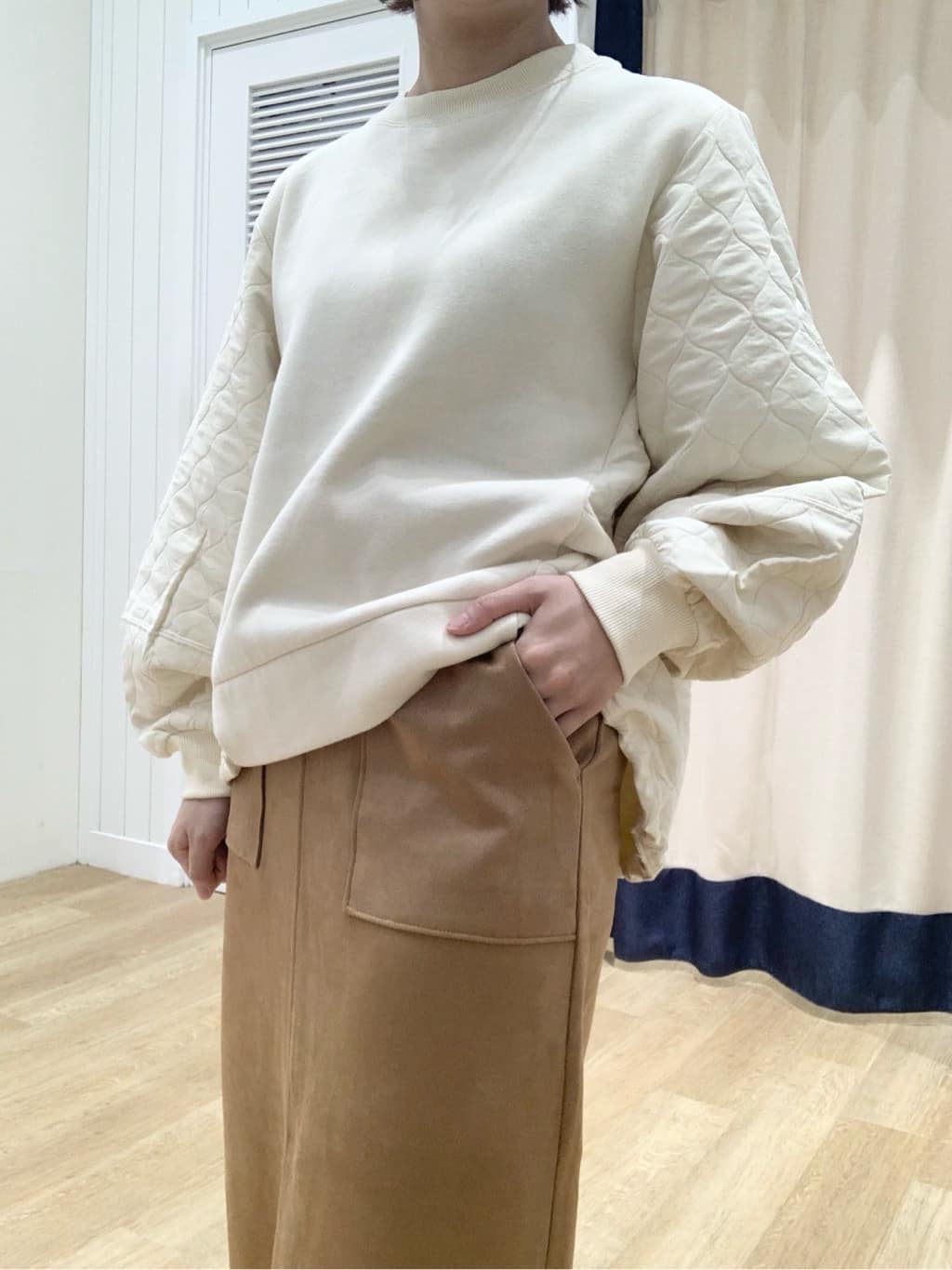 IMARIさんの「Dessin｜【セットアップ可・洗える】マシュマロスウェードスカート」を使ったコーディネート