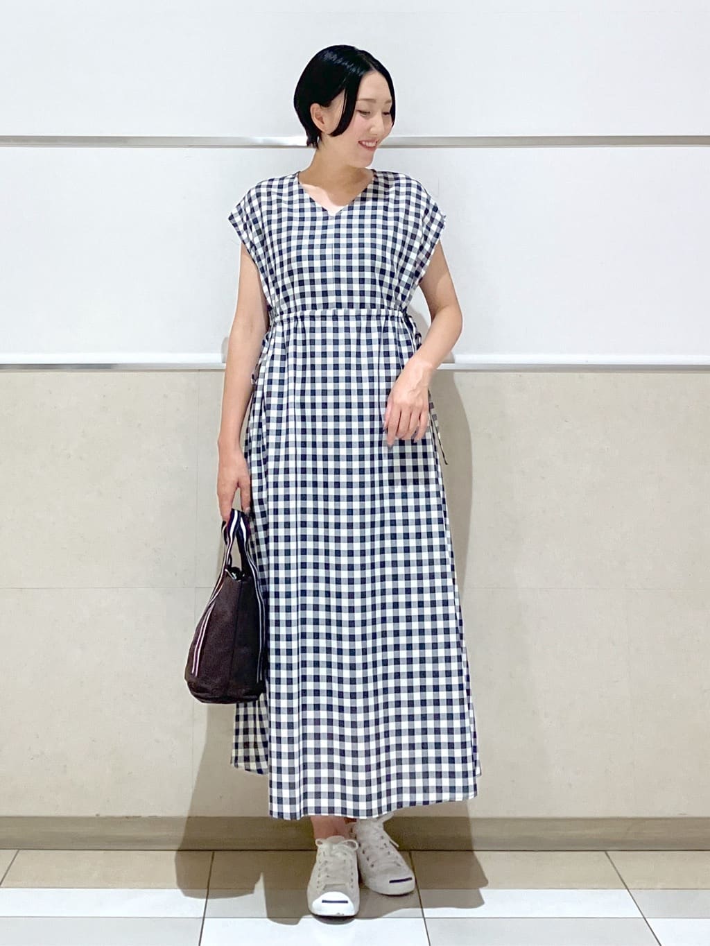 eriko さんの「Dessin｜【リンクコーデ・洗える】ウエストドロスト付きチェック柄ワンピース」を使ったコーディネート