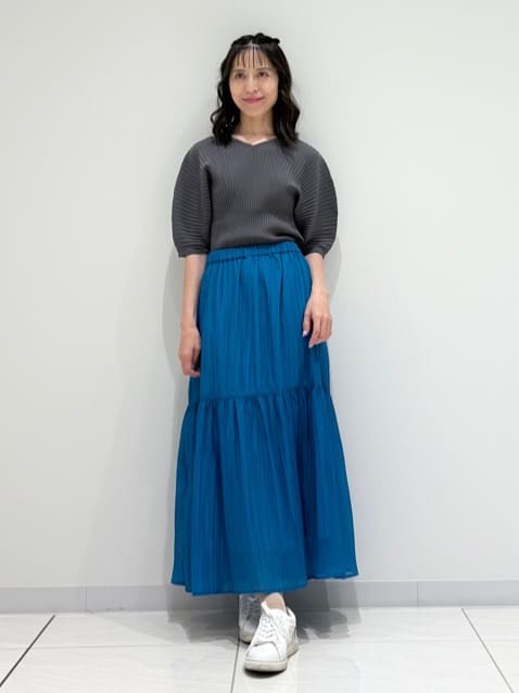 kayoさんの「INDIVI｜【二の腕カバー／スタイルアップ】ドライタッチストレッチニット」を使ったコーディネート