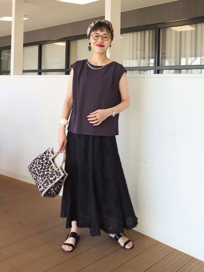 MUTSUKOさんの「UNTITLED｜【ジャージ素材】インナードッキングシアーカットソー」を使ったコーディネート