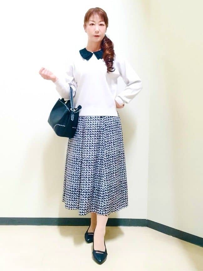 花さんの「Reflect｜【選べる6色／長く着られる◎】ボートネックニット」を使ったコーディネート