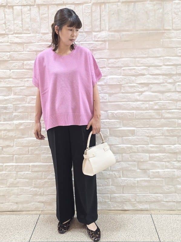 mamiさんの「index｜《5色展開／S-LLサイズ》リラクシーメッシュニット【洗濯機洗い可】」を使ったコーディネート