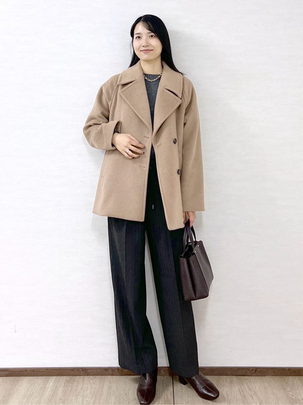sachikoさんの「OPAQUE.CLIP｜カシミヤブレンドウールミドルピーコート」を使ったコーディネート