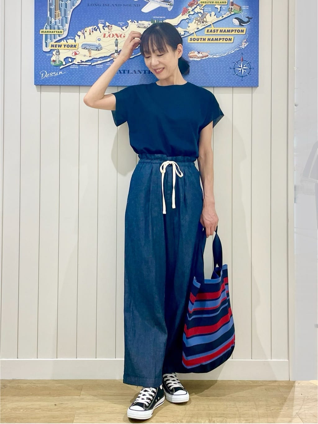 uwatokoさんの「Dessin｜【マシンウォッシャブル・A4収納可】ランダムボーダーニットBAG」を使ったコーディネート