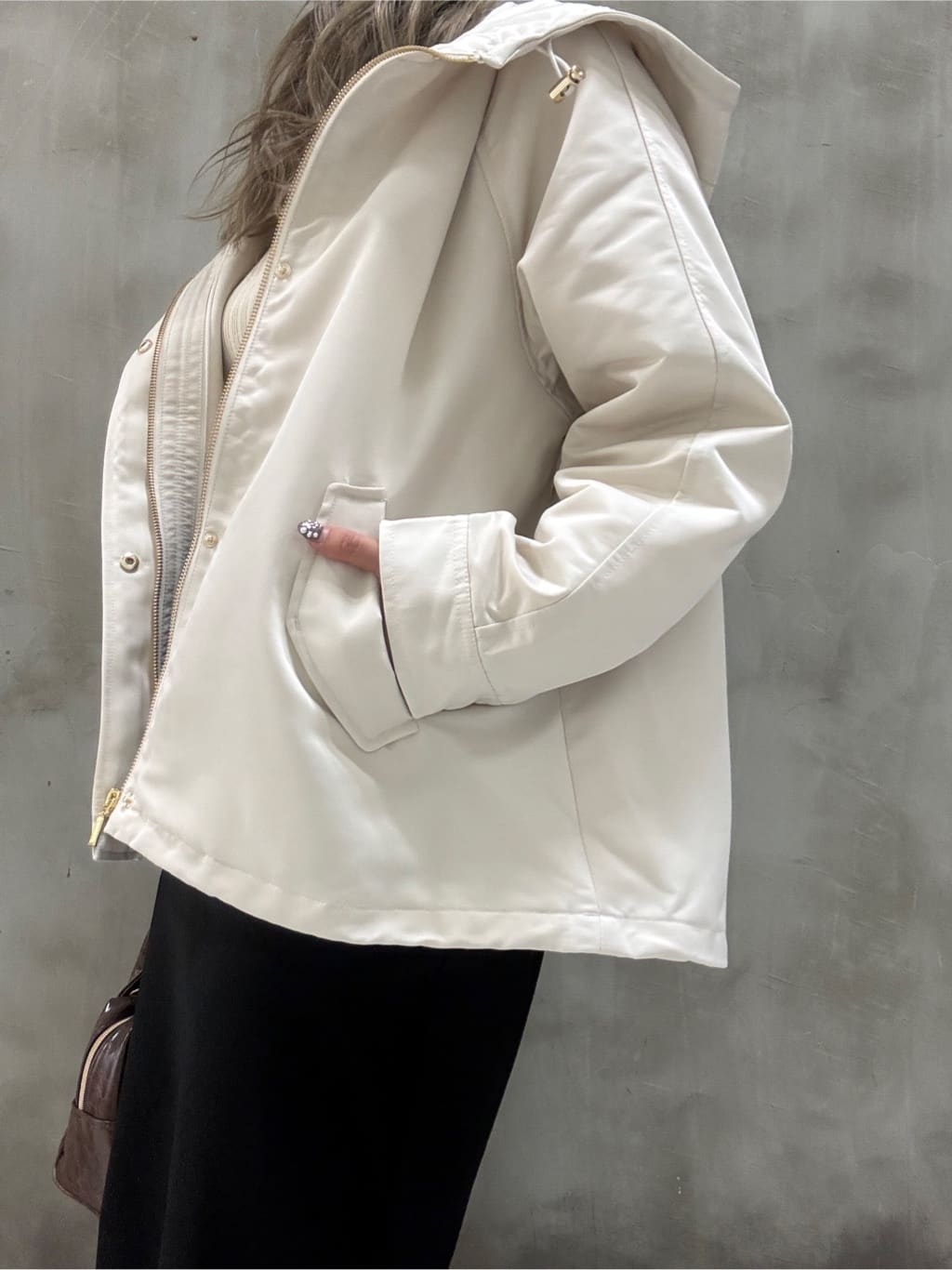 minaさんの「grove｜【名品アウター/3WAY・はっ水】ボアライナー付マウンテンパーカ」を使ったコーディネート