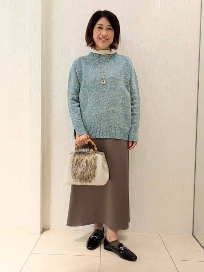 u-macoさんの「UNTITLED｜【ゆったり】三つ杢カラーニット」を使ったコーディネート