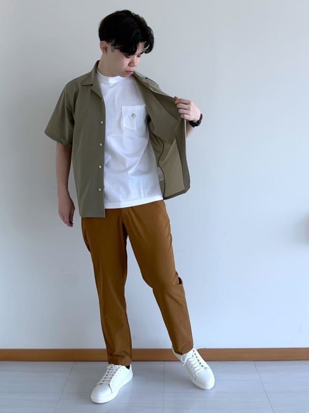 イッシーさんの「TAKEO KIKUCHI｜【COOL CITY WEAR】エアートール オープンカラーシャツ /接触冷感・通気性」を使ったコーディネート