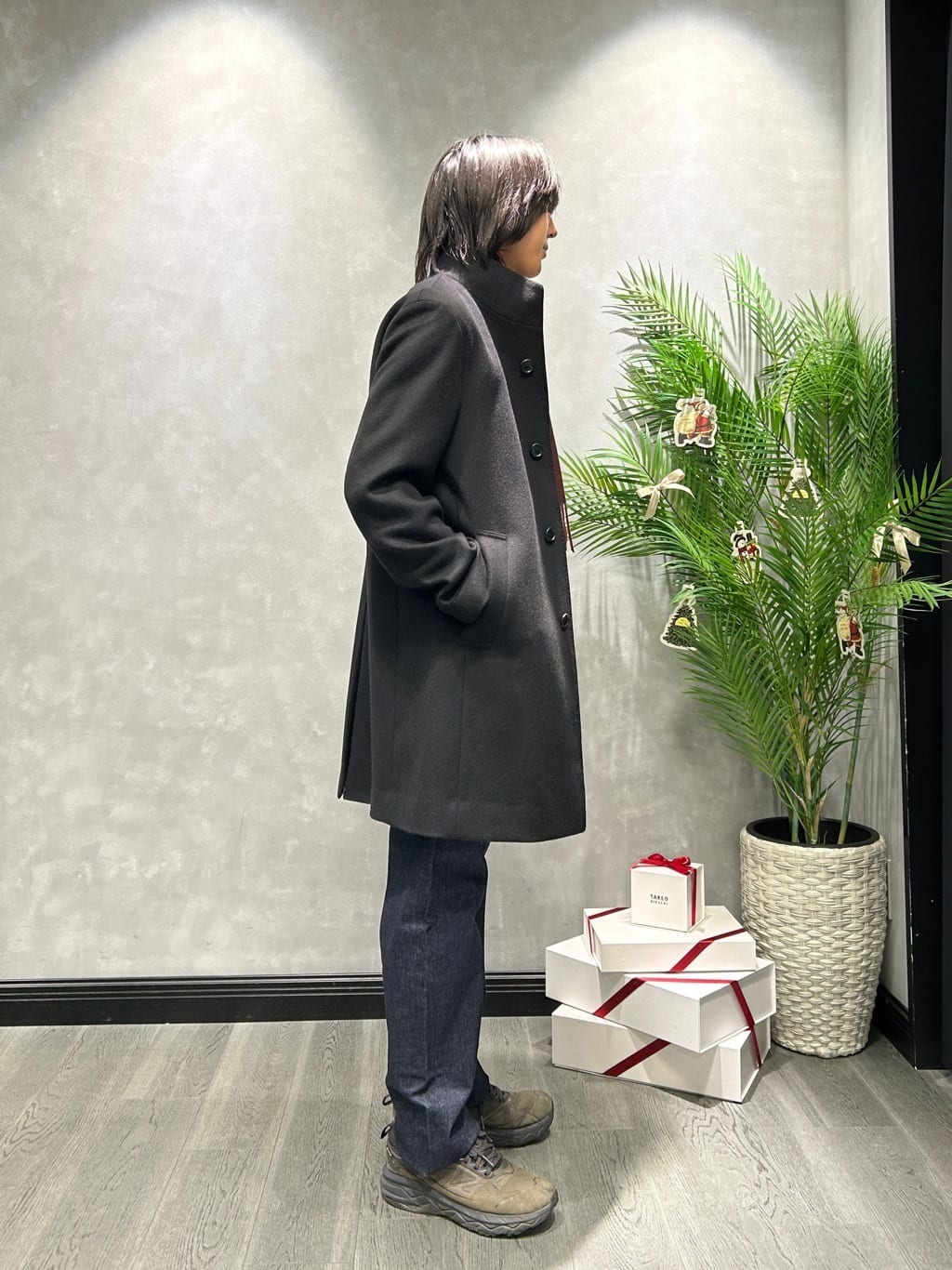 ruiさんの「TAKEO KIKUCHI｜【ウールカシミヤブレンド】ビーバー調 スタンドカラー コート」を使ったコーディネート