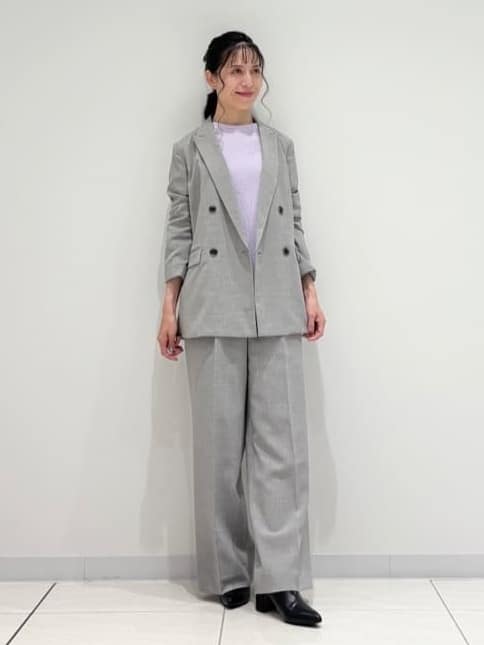kayoさんの「INDIVI｜【洗える／セットアップ可能】凹凸ストレッチ素材ダブルジャケット」を使ったコーディネート