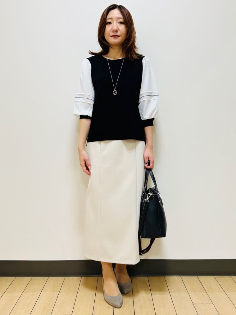 miiiさんの「Reflect｜【WEB先行カラーあり／手洗い可】ジョーゼットスリーブ&times;ニット」を使ったコーディネート