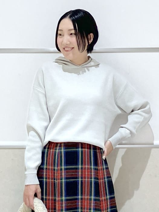 eriko さんの「Dessin｜【洗える】チェック柄起毛フレアスカート」を使ったコーディネート